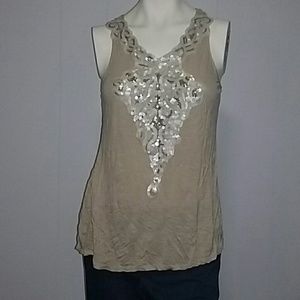 Charlotte Russe Lg tank silver/gold/pearl sequins